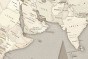 Fragment mapy świata Cahill–Keyes – Afryka Wschodnia, Półwysep Arabski i Indie, widoczne granice i opisy