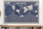 Duża granatowa mapa świata na ścianę 140×90 – dla nastolatka, Cahill–Keyes (prawdziwsze proporcje), państwa + stolice + 50 ciekawostek