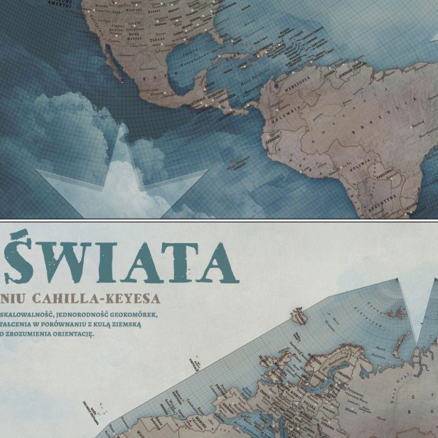 Mapa świata Burza – fragment mapy, czytelne detale, nazwy państw i stolice