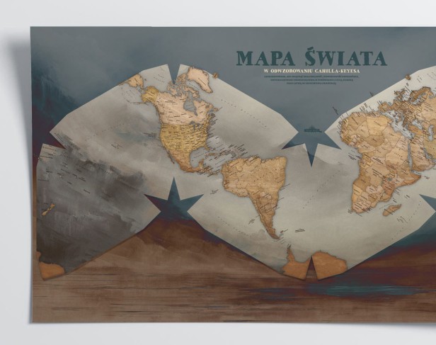 Mapa świata z państwami i stolicami – plakat premium w stylu malowanym