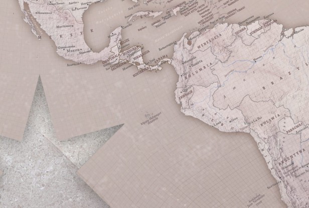 Zbliżenie mapy świata marmurowej – morza, zatoki i regiony geograficzne, mapa dekoracyjna premium