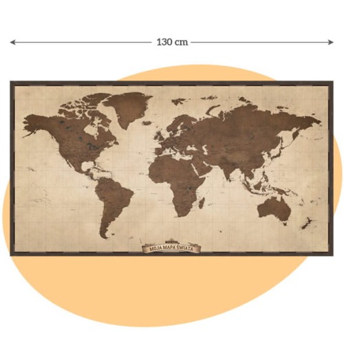 Turystyczna mapa świata na ścianę – ponad 1000 atrakcji, mapa do zaznaczania podróży