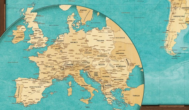Mapa świata turkusowa – duża turystyczna mapa na ścianę