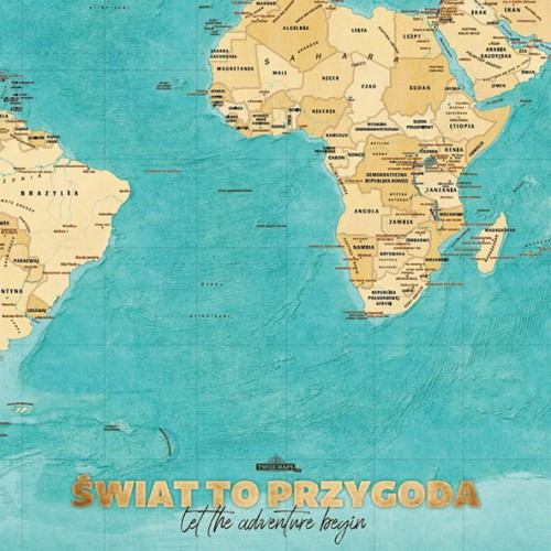 Mapa świata turkusowa 175x100 – duży format na ścianę dla podróżników