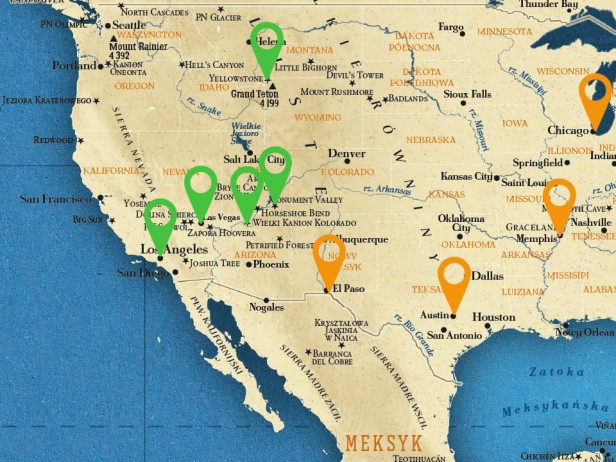 Mapa świata dla podróżników – znaczniki samoprzylepne do oznaczania miejsc