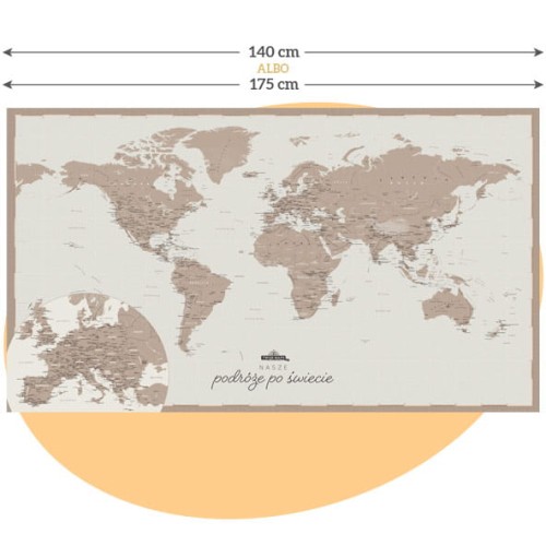 Turystyczna mapa świata pastelowa – mapa do zaznaczania podróży, ponad 1000 atrakcji