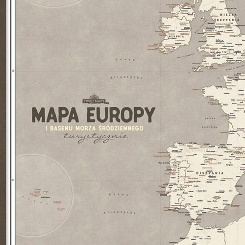 Mapa Europy perłowa – zbliżenie: miasta i atrakcje turystyczne