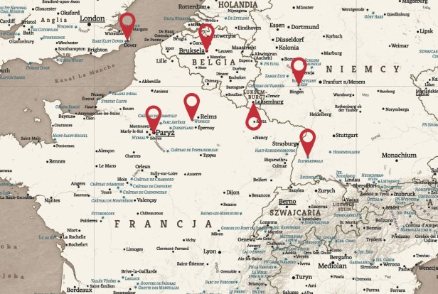 Mapa Europy do zaznaczania odwiedzonych miejsc - 200 znaczników samoprzylepnych