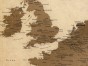 Zaznaczone samoprzylepnymi znacznikami miejsca na turystycznej mapie Europy