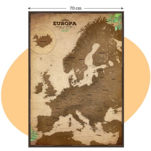 Turystyczna mapa Europy papirus pionowa