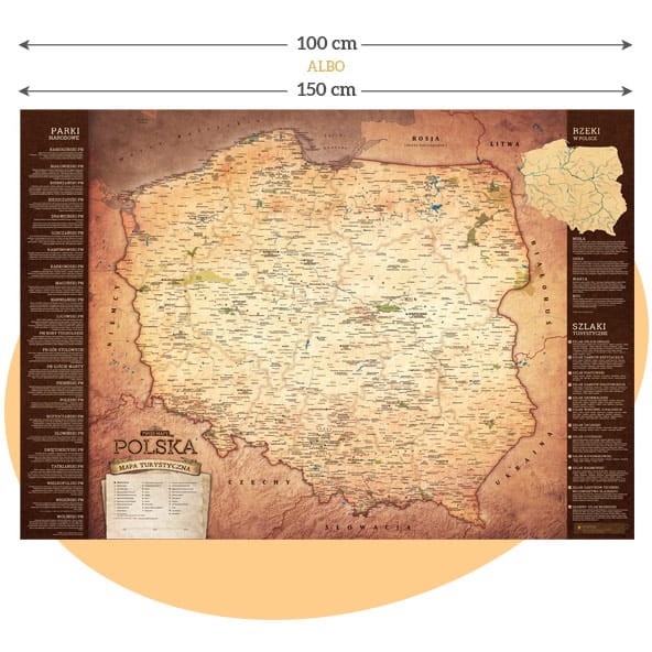 Turystyczna Mapa Polski – plakat premium na grubym satynowanym papierze