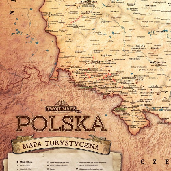 Plakat – Turystyczna Mapa Polski - fragment