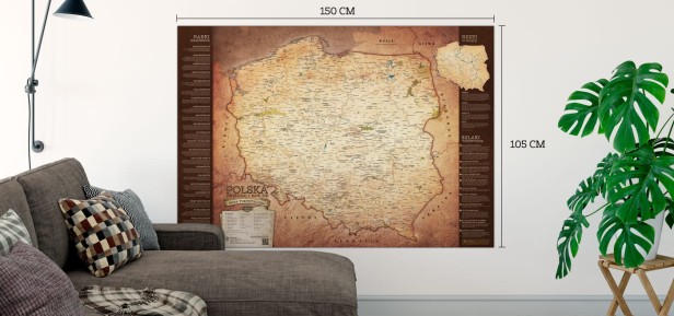 Turystyczna Mapa Polski – dostępne rozmiary 150×105
