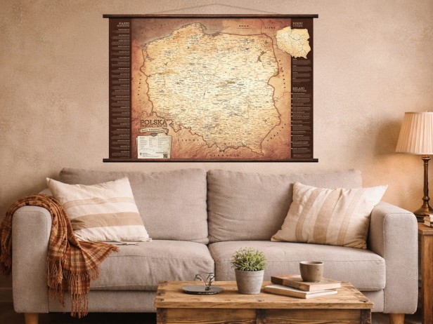 Turystyczna Mapa Polski - dekoracja na ścianę