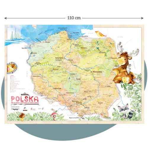 Mapa Polski dla dzieci plakat 110×78 cm – edukacyjna mapa do zabawy i odkrywania