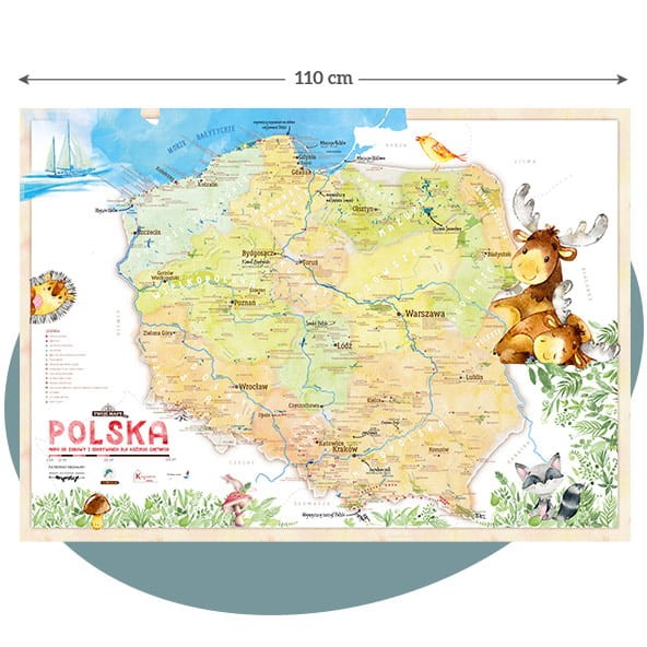 Mapa Polski dla dzieci plakat 110×78 cm – edukacyjna mapa do zabawy i odkrywania