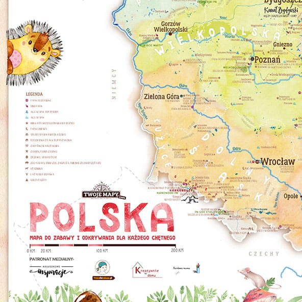 Mapa Polski dla dzieci – legenda i tytuł plakatu (detal)