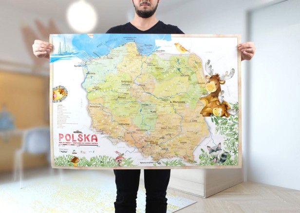 Duży plakat – mapa Polski dla dzieci 110×78 cm (całość produktu)