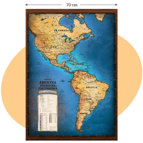 Mapa Ameryk 70×100 – turystyczna mapa ścienna (podgląd całości)