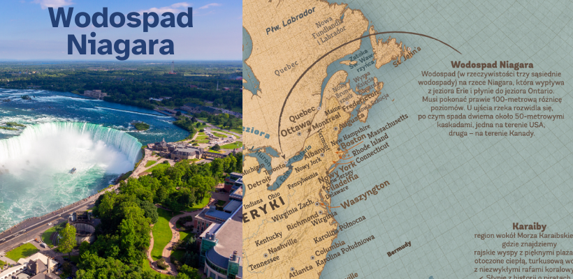 Wodospad Niagara - największy wodospad świata - na mapie
