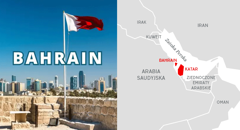 Flaga Bahrajnu - biało-czerwona ząbkowana
