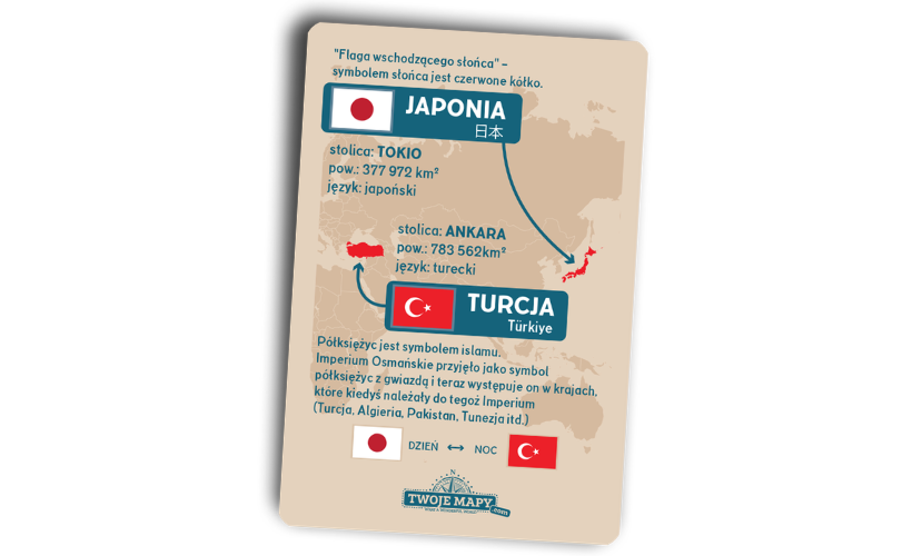 Karta "Skojarz To! FLAGI" - flaga Japonii i Turcji