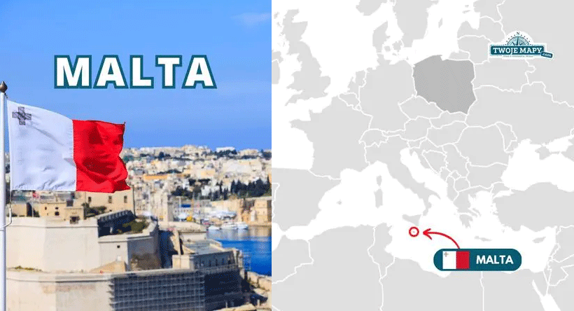 Flaga Malty - pionowe pasy biało-czerwone i krzyż  Jerzego