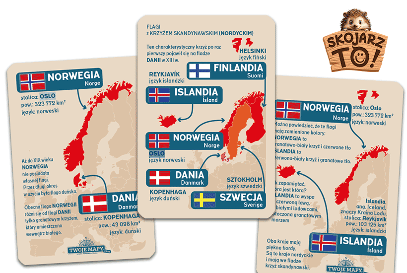 Flaga Norwegii na kartach z flagami "Skojarz To!"