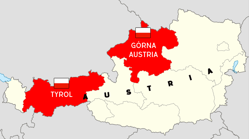 Biało-czerwona flaga związkowa Górna Austria i Tyrol