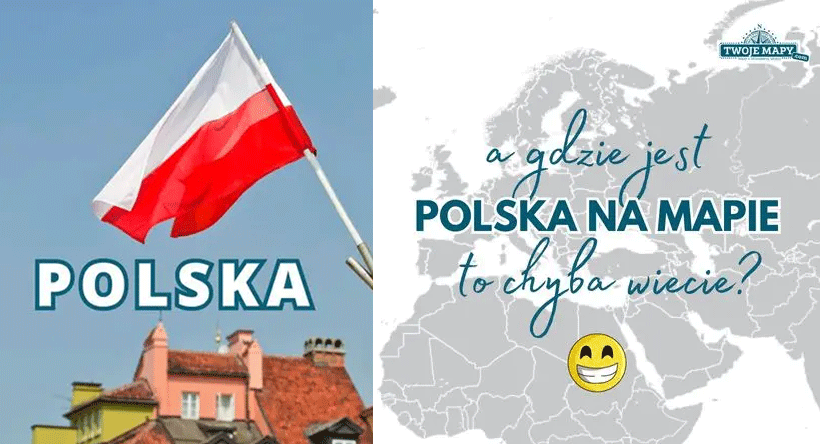 Biało-czerwona flaga Polski, Polska na mapie