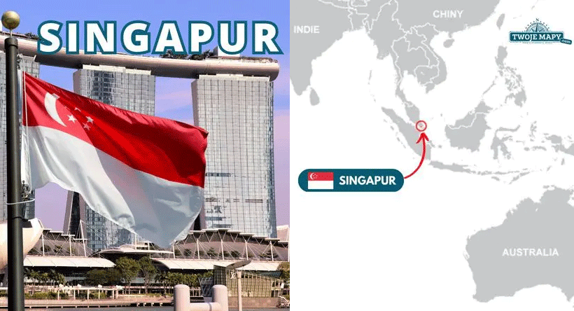 Czerwono-biała flaga Singapuru, Singapur na mapie