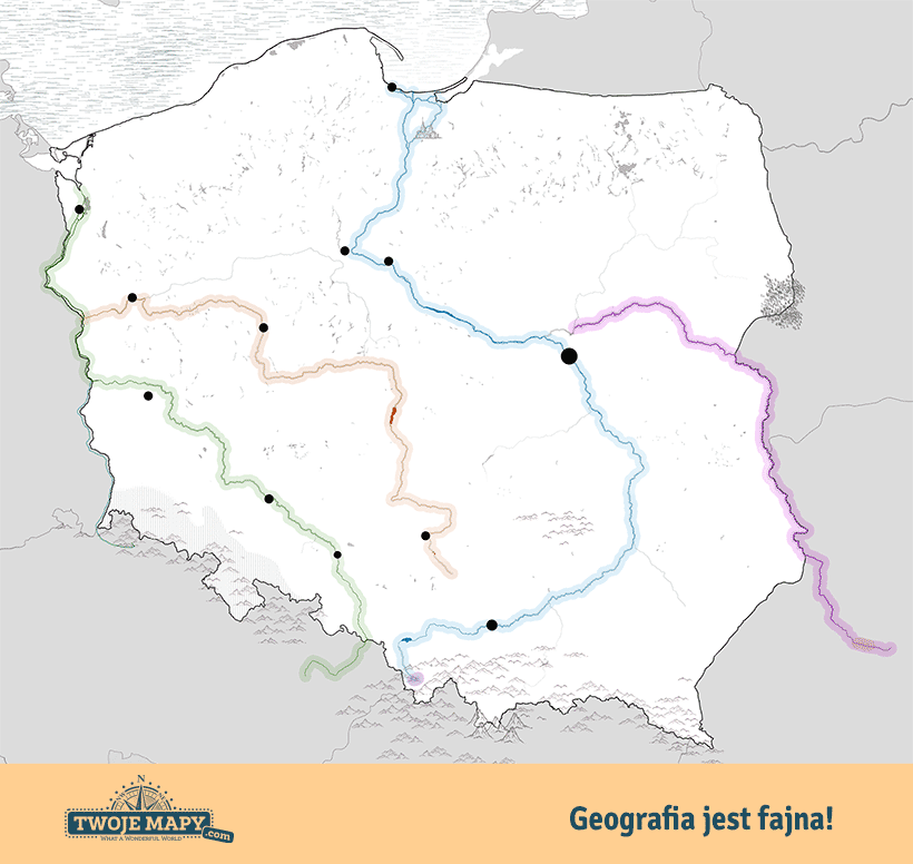 Mapka główne rzeki Polski