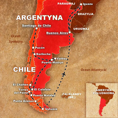 Mapka poglądowa OM Tramping Ameryka Południowa