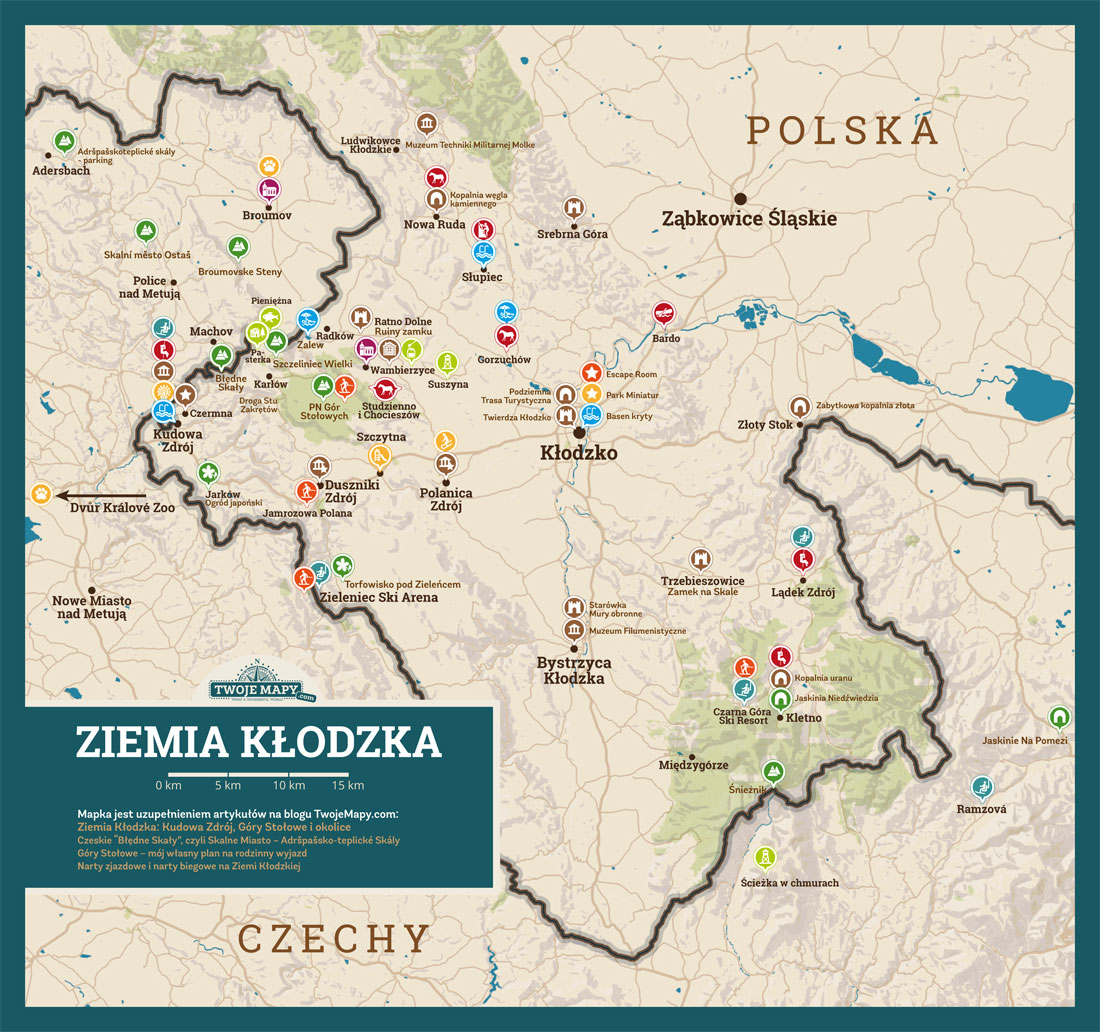 Podgląd mapy atrakcji Ziemi Kłodzkiej