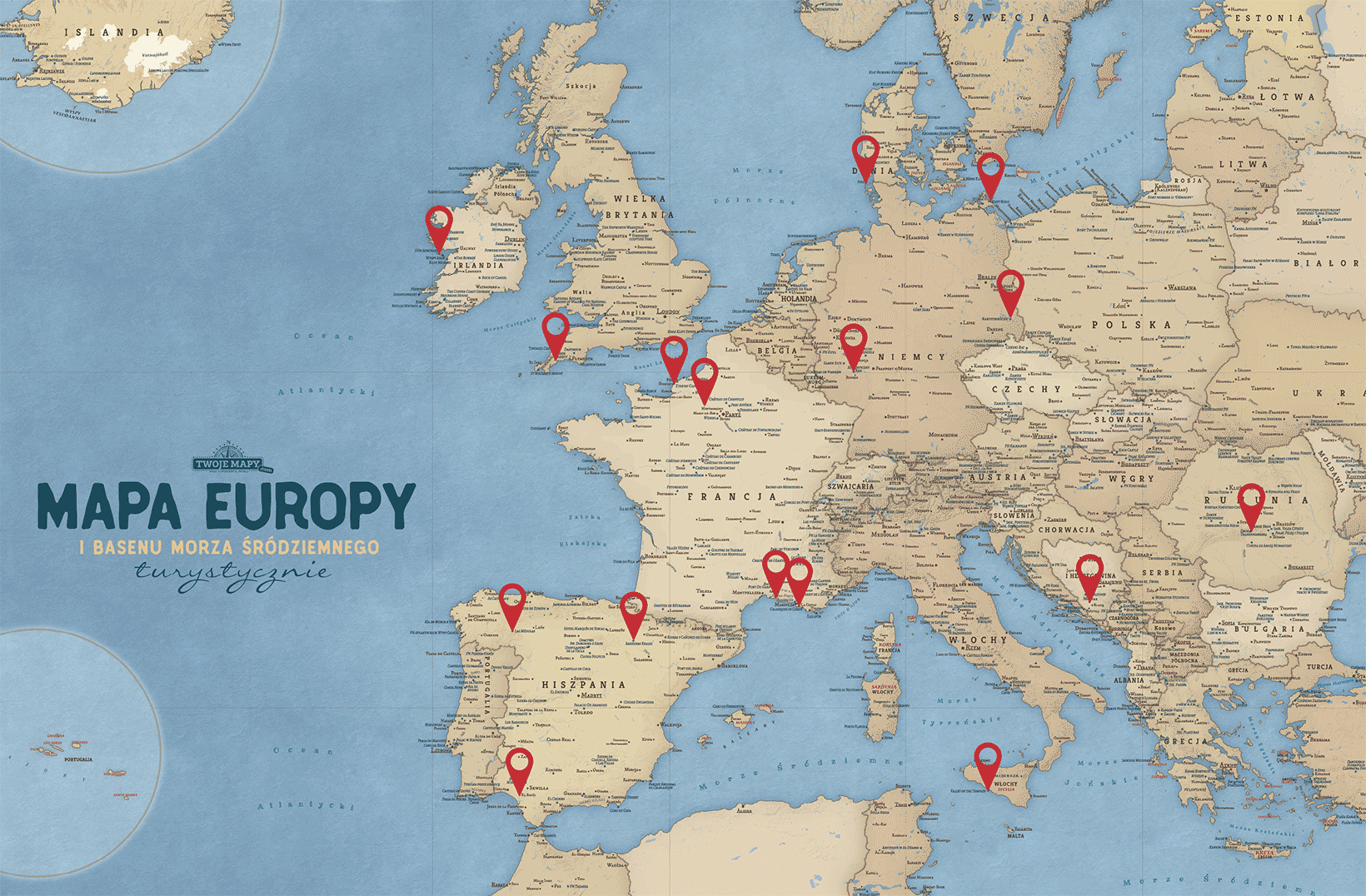 Nieoczywiste miejsca Europy zaznaczone na Turystycznej Mapie Europy
