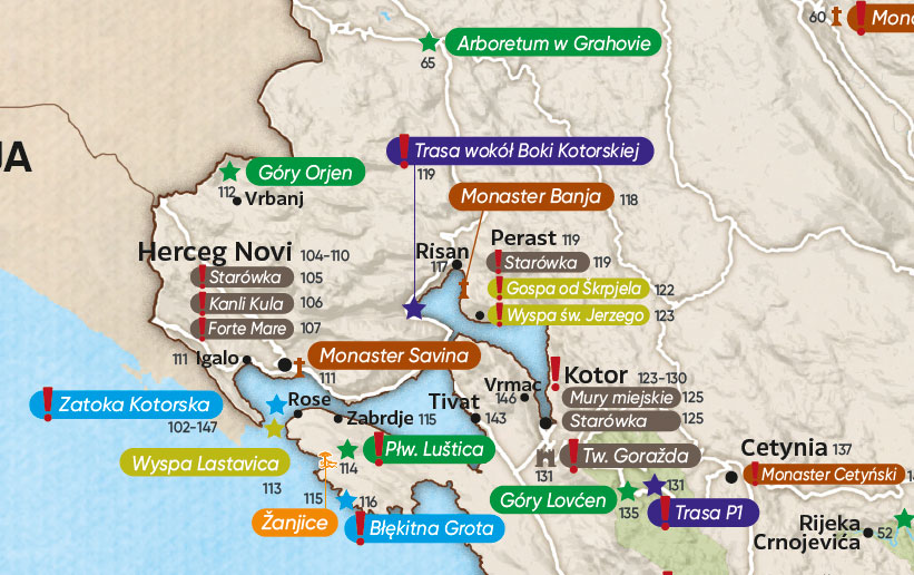 Mapka okolic Zatoki Kotorskiej