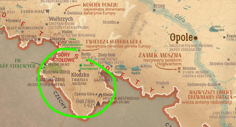 Ziemia Kłodzka na mapie Polski