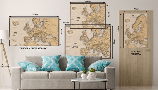 Mapa Europy bezowa wymiary 2