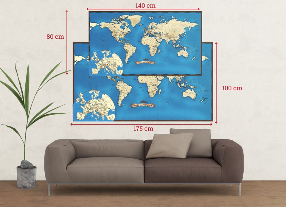 Mapa Swiata tradycyjna wymiary