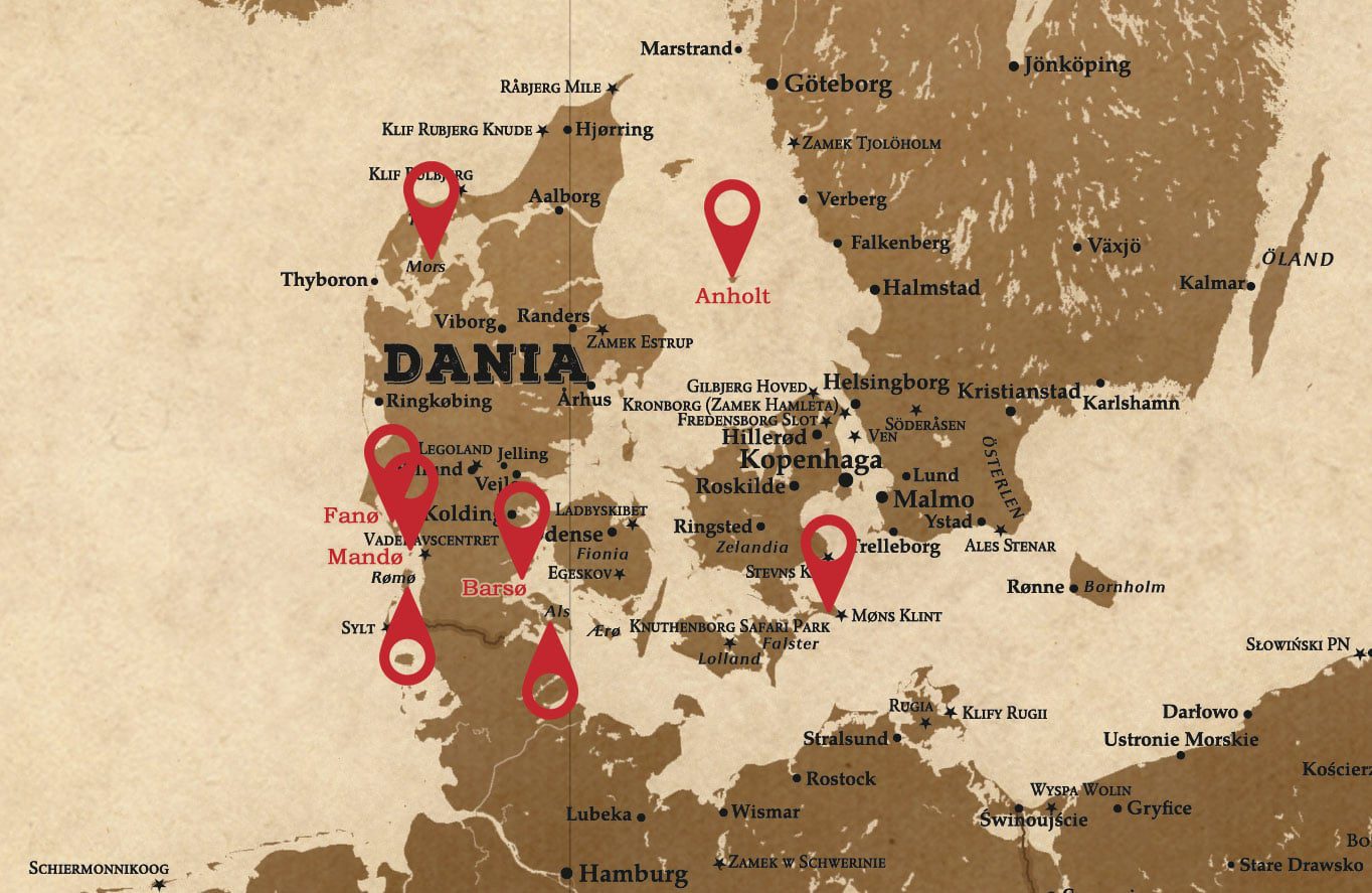 mapa europy Dania