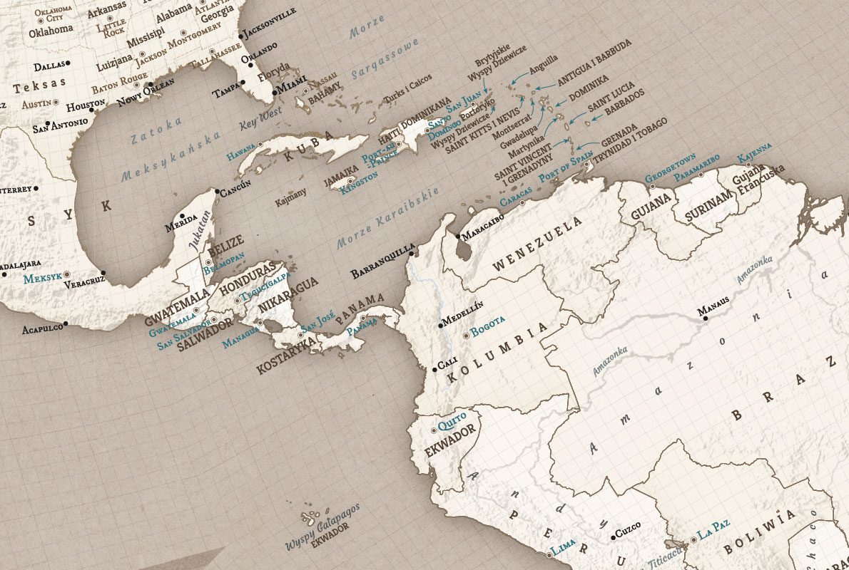 Mapa świata na ścianę w odwzorowaniu Cahilla-Keyesa