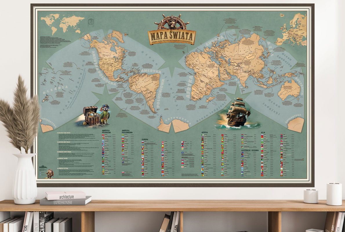 Mapa świata dla dzieci, na ścianę