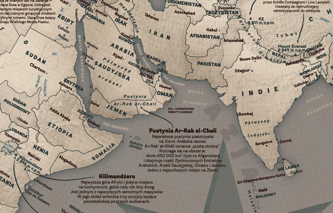 Mapa świata dla nastolatka, na ścianę, w odwzorowaniu Cahilla-Keyesa