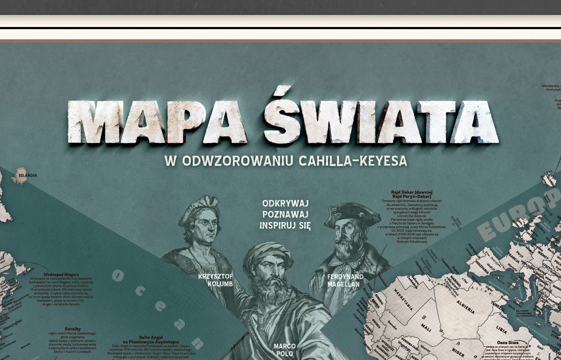 Mapa świata dla młodzieży, na ścianę. Fragment.