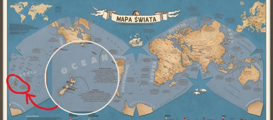 nowa zelandia hobbiton na mapie swiata dla dzieci