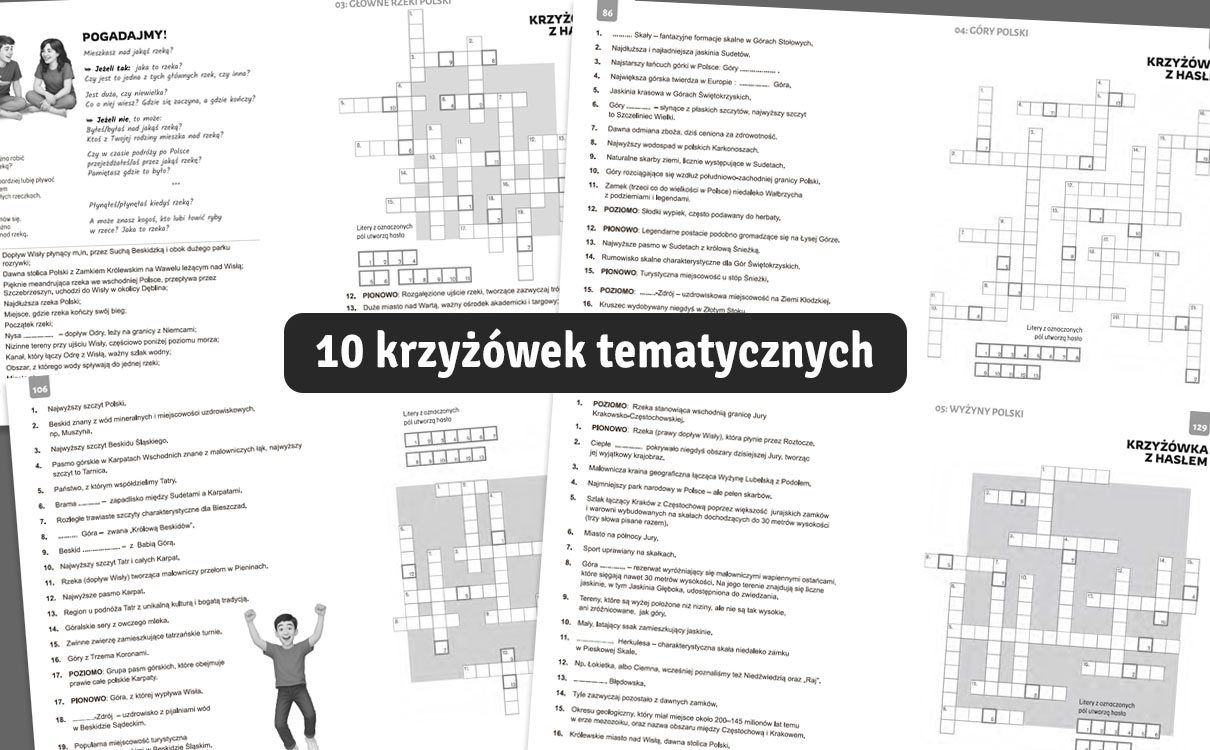 Wnętrze książki „Polska w małym paluszku” – krzyżówki geograficzne
